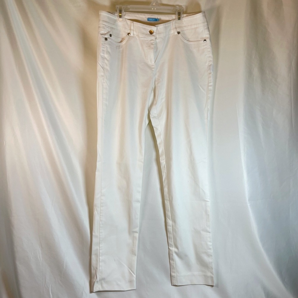 J. McLaughlin Women White Jeans Pants Size 10 Straight Leg Stretch